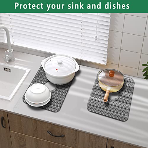 GUUKIN Sink Protectors for Kitchen Sink, 16 3/16”x 12 1/2” Silicone Kitchen Sink Mat Grid for Bottom of Farmhouse Stainless Steel Porcelain Sink with Center Drain (Grey) | The Storepaperoomates Retail Market - Fast Affordable Shopping