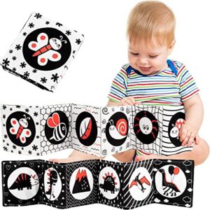 UCALMA Black and White Newborn Toys High Contrast Sensory Toys Baby Soft Book for Early Education, Foldable Infant Tummy Time Toys, Sensory Activity Fabric Book Contrast Toys for Infants 0-6 Months