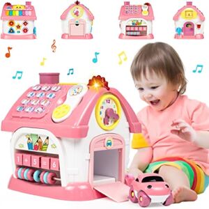 Marstone Baby Toys for 18 Month+ , Montessori Toddlers Toys with Sound/ Lights /Music /Clock /Telephone/Car 6 in 1 Multifunctional House , Early Educational Musical Toy Gift for Girl and Boy Age 2 3+
