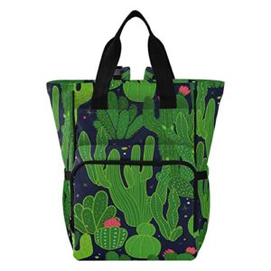 Green Cactus Diaper Bag Backpack Baby Boy Diaper Bag Backpack Casual Travel Daypack Travel Mommy Bag with Insulated Pockets for Baby Girls
