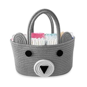 KELLANDRA Baby Diaper Caddy Organizer | 100% Cotton Rope Basket | Newborn Baby Shower Basket for Diapers, Bibs, Toys and Baby Wipes | Gray