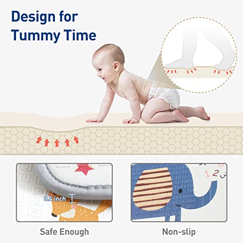 Baby Play Mat 79″ X 71″ Foldable Baby Floor Mat for Crawling, Waterproof Non Toxic Anti-Slip XPE Foam Play Mat for Babies Toddlers Kids Indoor Outdoor Use – Elephant Style Reversible | The Storepaperoomates Retail Market - Fast Affordable Shopping