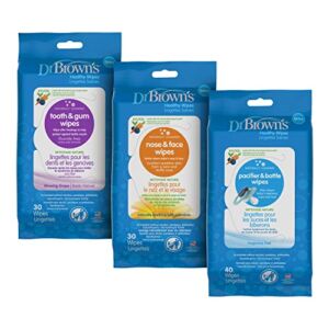 Dr. Brown’s Healthy Wipes for Babies and Toddlers, 40 Count, Variety 3 Pack