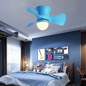 Ceiling Fan with Light Dimmable，3 Blades 6 Speeds Ceiling Light with Fan，Winter Summer Available for Children’s Rooms，Reversible Silent Chandelier Fan [Energy Efficiency Class A ++] ( Color : Blue )