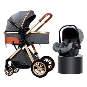 3 in 1 Lightweight Foldable Modular Travel System (Color:Grey)