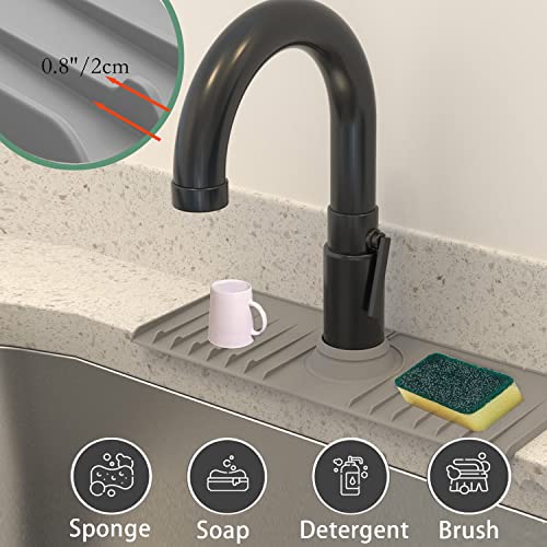 Silicone Sink Splash Guard with Dish Soap Sponge Holder, Kitchen Sink Faucet Handle Drip Catcher Tray Mat, Countertop Sink Faucet Protectors of Kitchen Accessories for Kitchen, Bathroom, Bar, RVs | The Storepaperoomates Retail Market - Fast Affordable Shopping
