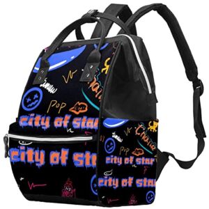 Diaper Bag Backpack, Graffiti Colorful Portable Lager Capacity Travel Nappy Bag for Mom Dad