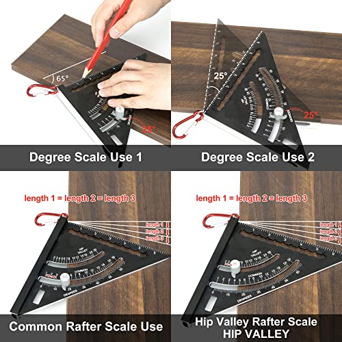 Carpenter Square 7 inch,Aluminum Alloy Triangle Rafter Square with Adjustable Positioning Tool,Framing Square for Accurate Adjustable Woodworking Measurement,2pc Pencils and 1 Hook Included | The Storepaperoomates Retail Market - Fast Affordable Shopping