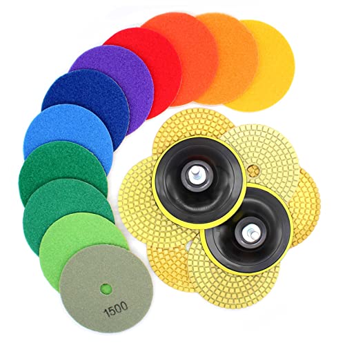 21Pack Diamond Polishing Pads 4 inch wet dry (Grits 30#-10000#) and Backer Pads Concrete diamond sanding discs Marble granite stone polishing kit | The Storepaperoomates Retail Market - Fast Affordable Shopping