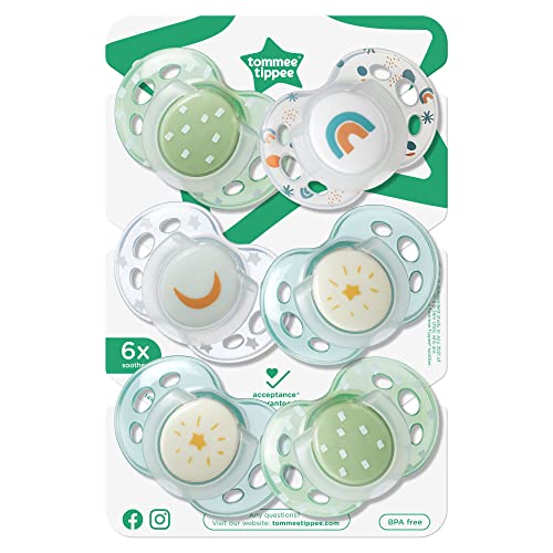 Tommee Tippee Night Time Glow in The Dark Pacifiers, Symmetrical Design, BPA-Free Silicone, 18-36m, 6 Count | The Storepaperoomates Retail Market - Fast Affordable Shopping