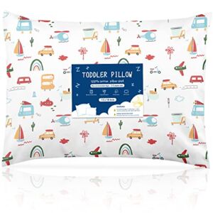 Toddler Pillow 13×18 Toddler Pillows for Sleeping with 100% Soft Breathable Cotton Pillowcase Hypoallergenic Machine Washable Small Kids Pillow Perfect for Toddler Bed, Daycare, Travel – Transport