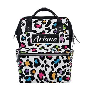 Custom Colorful Leopard Diaper Bag Backpack Personalized Mummy Backpack Large Capacity Customized Baby Diaper Bags Travel Bag Pack for Baby Registry Search Gift