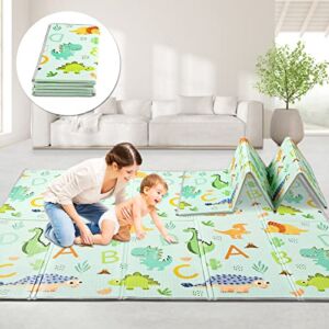 LFCREATOR Baby Play Mat,79″ x 71″ Extra Large Play Mat for Baby,Anti Slip Non Toxic Infant Play Mat ，Waterproof Reversible Play mat with Fabric Covering Edge,Dinosaur