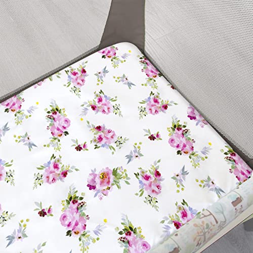 Pack and Play Sheets/ Mini Crib Sheets Girl, Stretchy Pack n Play Playard Fitted Sheet, Compatible with Graco Pack n Play, Soft and Breathable Material, Floral | The Storepaperoomates Retail Market - Fast Affordable Shopping