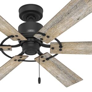 Hunter Fan 52 inch Contemporary Matte Black Indoor Ceiling Fan with 6 Blades and Pull Chain (Renewed)