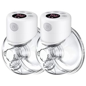 Breast Pump, Wearable Breast Pump, S12 Hands Free Breast Pump, Electric Portable Breast Pump with 2 Mode & 9 Levels, Wireless Breast Pump Hand Free, LCD Display, 24mm Flange, 2 Pack