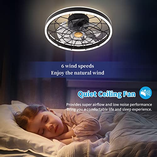 Kexcbogj Ceiling Fan 2107F Black Ceiling Fans with Lights App & Remote Control, Timing & 3 Led Color Led Ceiling Fan, 6 Wind Speeds Modern Ceiling Fan for Bedroom, Living Room, Small Room | The Storepaperoomates Retail Market - Fast Affordable Shopping