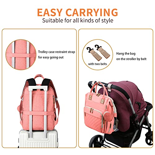 GurZinn Diaper Bag Backpack with Changing Station travel mommy Bags Boys Girl Multifunction Backpack Baby Stroller Large Capacity Pink | The Storepaperoomates Retail Market - Fast Affordable Shopping
