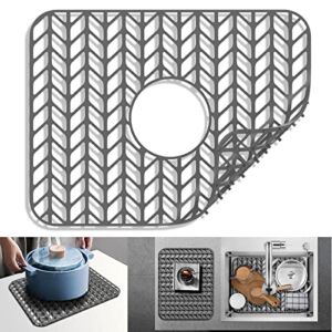 Silicone sink mat protectors for Kitchen 16.4”x 12.5”.JIUBAR Kitchen Sink Protector Grid for Farmhouse Stainless Steel accessory with Center Drain. (1)