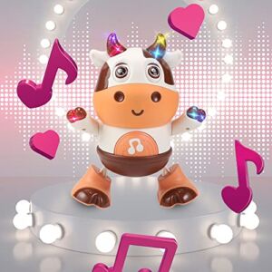 Baby Cow Musical Toys, 2023 New Electronic Animal Toy, Dancing Walking Baby Cow Toy with Music and Led Lights, Animals Electronic Cows Toys Kids Gifts (1PCS)