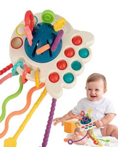Vanmor Baby Montessori Toys 6 Months+, Pull String Activity Sensory Toys for Toddlers 1-3 Sliding Balls Rattles Motor Skills, Birthday Xmas Gift Travel Toy for 1 Year Old Boy Girl