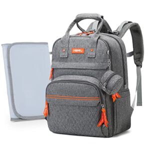Homfu Diaper Bag Backpack Mommy Hospital Baby Bags For Boys Girl Travel Backpacks Mom Grey Dad Diaper Bag Tote Baby Registery (Grey with bottom access)
