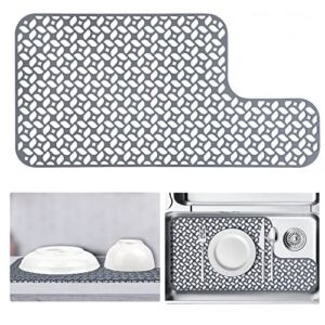 JUSTOGO Silicone Sink Mat, Left & Right Drain Sink Protectors for Kitchen Sink Grid Accessory, 1 PCS Non-slip Sink Mats for Bottom of Kitchen Farmhouse Stainless Steel Porcelain Sink (28.2”x 14.2”)