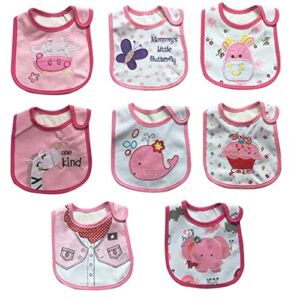 Waterproof Terry Cloth Baby Bibs with Snaps for Newborn Girl boy, Drool and Teething for Baby
