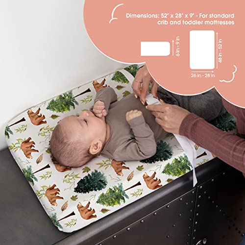 Ultra Stretch Baby Changing Pad Cover-ACRABROS Snug Fitted Diaper Changing Diaper Changing Table pad Cover for Boys Girls,2 Pack,Comfy Wipeable,Bears &Forest | The Storepaperoomates Retail Market - Fast Affordable Shopping
