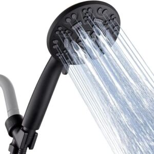 High Pressure 8 Functions Shower Head Matte Black ,with handheld Shower Head Set with 71 Inch Hose Bracket Tape Rubber Washers…