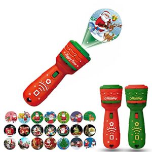 2 Pack Christmas Flashlight Projector，24 Different Christmas Image Projection Torch Toys,Bedtime Cognition Fun Torch