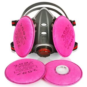 Reusable Respirator Mask with Filters Set – Half Face Cover with 2097 filters Against Organic Vapor/Dust/Chemical/Particle/Pollen/Asbestos Perfect for Spray, Construction, Painting, Sanding Work