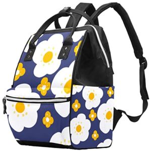 Diaper Bag Travel Nappy Backpack for Baby Care, Cute Flowers Large Capacity Mommy Bag
