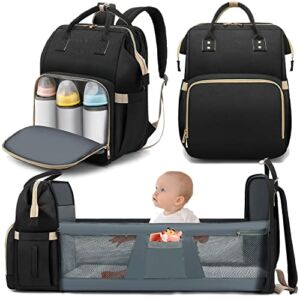 Diaper Bag Backpack with Changing Station, Large Baby Bags for Girl Boys Dad Mom, Baby Shower Gifts, Baby Registry Search, Baby Stuff for Newborn Essentials Must Haves Items, Black
