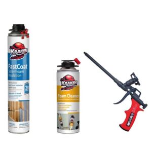 Kraken Bond Fastcoat Spray Foam Insulation, Spray Foam Gun, Spray Foam Gun Cleaner