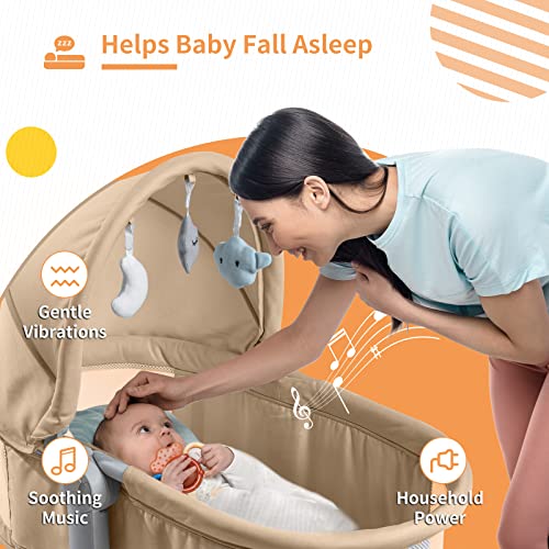 Baby Swing, 3-Level Height Adjustable Bedside Crib, Essential Cradle for Newborns, Music, Remote Control Electric Cradle with 15 Preset Lullabies, Foldable Portable Baby Swing (Grey) | The Storepaperoomates Retail Market - Fast Affordable Shopping