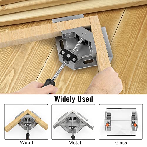 Right Angle Clamp, Housolution [4 PACK] Single Handle 90° Aluminum Alloy Corner Clamp, Right Angle Clip Clamp Tool Woodworking Photo Frame Vise Holder with Adjustable Swing Jaw – Silver Gray | The Storepaperoomates Retail Market - Fast Affordable Shopping
