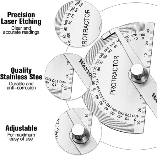 YFEIQI 180° Rotating Protractor Stainless Steel Angle Gauge Angle Measuring Ruler Woodworking Movable Angle Ruler Suitable for Carpenter Painting and Drawing Angle Measurement Tool (0-180°/10cm) | The Storepaperoomates Retail Market - Fast Affordable Shopping