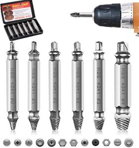 MBBEST Upgraded Damaged&Stripped Screw Extractor Remover Tool and Drill Bit Set,Broken Bolt Extractor,Made From H.S.S. 4341# 6Pcs