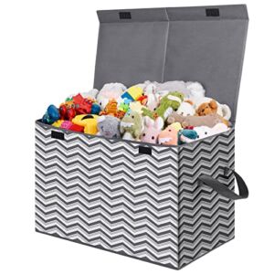 Lifewit Toy Box Chest Storage Organizer for Boys Girls Kids, Large Collapsible Kids Toy Storage Bin with Flip-top Lid & Durable Handles for Nursery, Playroom, Bedroom, Grey