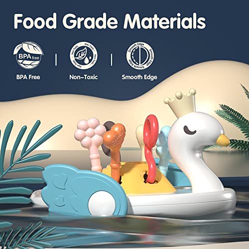 Montessori Toys for 1 2 3 Year Old, DaDaworld Baby Sensory Toys for Toddlers, Swan Shape Toddler Travel Toys, Pull String Activity Toy Food Grade Silicone Teething Toys, for Boys & Girls | The Storepaperoomates Retail Market - Fast Affordable Shopping