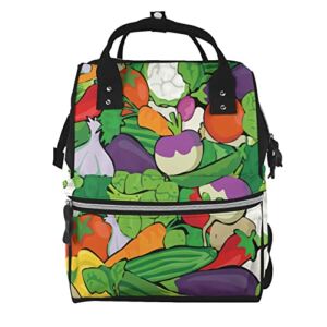 Diaper Changing Backpacks For Mom Green-Vegetables-Pea-Vegan Travel Bookbag Diaper Bags Back Pack