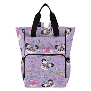 Cute Panda Unicorn Diaper Bag Backpack Baby Boy Diaper Bag Backpack Casual Travel Daypack Mommy Bag with Insulated Pockets for Baby Girls
