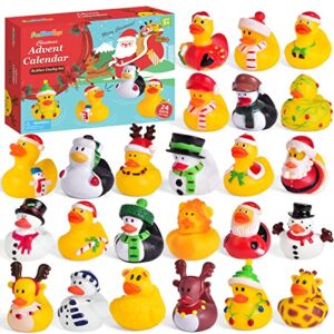 Christmas Advent Calendar 2022 for Kids 24 Days Christmas Countdown Calendar with Rubber Duck Bath Toys Assorted Duckies, Christmas Countdown Fun Toys Gifts for Kids and Toddlers (24 Varieties)