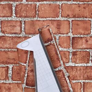 Red Brick Wallpaper Peel and Stick Removable Self Adhesive Faux Brick Wallpaper Fake Brick Stick on Wallpaper Brick Contact Paper Brick Wall Paper Textured Wallpaper Waterproof 17.7×78.7 inches
