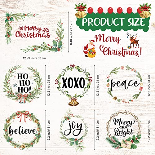 7 Pcs Merry Christmas Wall Decal Wreath Vinyl Wall Sticker Bells Berries Peel and Stick Wall Decals Xmas Peace Joy Wall Art Decor Large Christmas Wall Decor for Living Room Bedroom Home Office Decors | The Storepaperoomates Retail Market - Fast Affordable Shopping