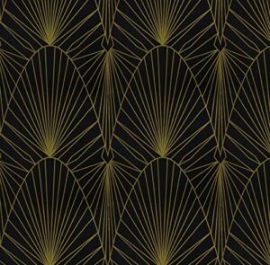 Black and Gold Wallpaper Peel and Stick Wallpaper Black and Gold Stripe Removable Wallpaper Black Contact Paper Geometric Paper Self Adhesive Wallpaper Decorative for Wall Cabinet 17.3”x118.7”