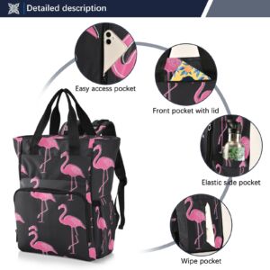 Flamingo Black Diaper Bag Backpack Baby Boy Diaper Bag Backpack Nursing Baby Bags Travel Bag with Insulated Pockets for Boys Girls Baby Registry Search