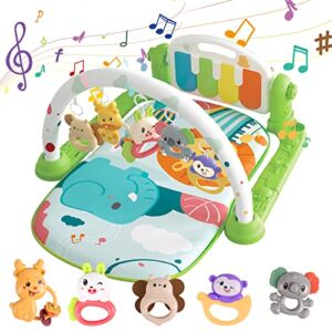 Baby Gyms Play Mats, Kick and Play Piano Gym Mats Detachable Baby Play Gym Mat with Music and Lights Musical Electronic Learning Toys, Activity Center for Infants Toddlers