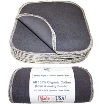 Reusable Baby Wipes Washable – All 100% Organic Cotton. Multipurpose: Baby Wipes Cloth, Washcloth, Paperless Towels, Napkins, Reusable Paper Towels. Made in USA (8″x8″, Graphite) | The Storepaperoomates Retail Market - Fast Affordable Shopping
